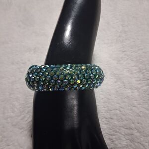 Vintage Green Crystal Clamper Bracelet